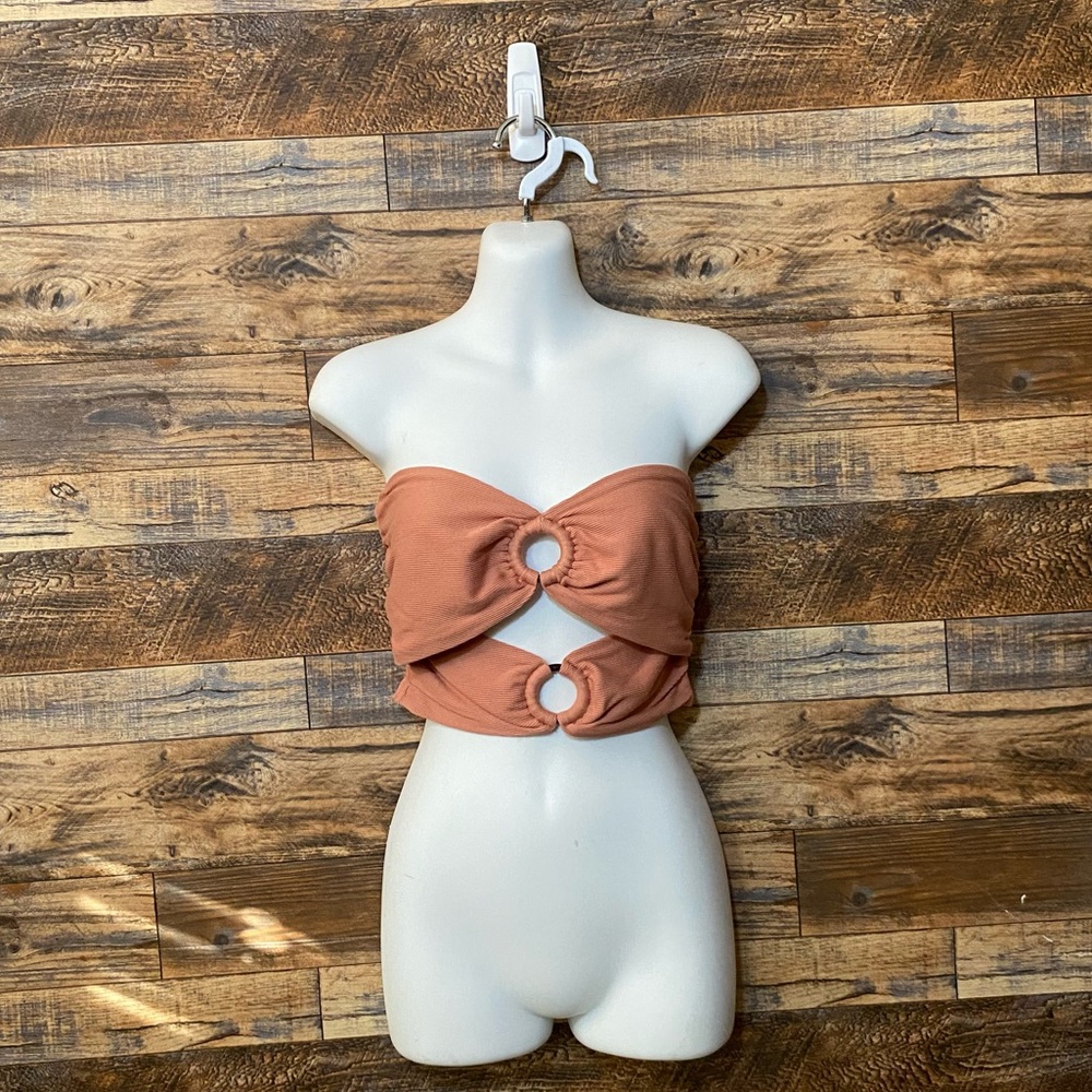 ILLA ILLA peach coral tube top with cutout and o-ring design in Medium M